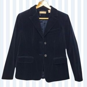 Kate Hill jacket women's size 2p 2 petite dark blue velour Velvet like l…